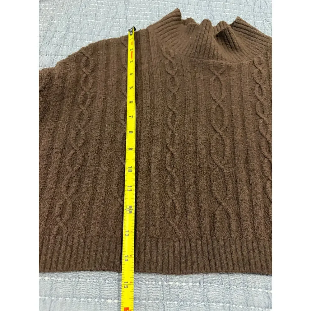 Alo Yoga Cable Knit Cropped Winter Bliss Sweater Espresso Size XS Cozy
